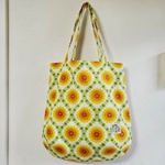 北欧 レトロフラワー柄の丸底トートバッグ