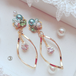 【③】ほんわかグリーン  イヤリング／ピアス