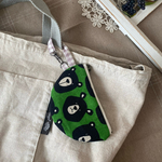 ミニポーチ　半月のかたち　ミニ持ち手付き