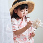 ふんわりガーゼの子ども甚平［桃］