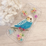 セキセイインコの押し花iPhoneケース
