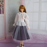 momoko ジェニー outfit..ブラウス（白）＋スカート（紫）＋チュールスカート