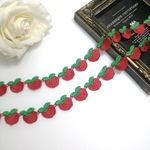 ラスト❣ 4.1m(1.5+1.4+1.2)  りんご 刺繍 ケミカルレース  リボン モチーフ はぎれ  ハンドメイド 手芸 素材