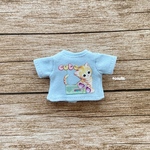 JANAYA ハンドメイド　オビツ11 ob11 服　半袖　Tシャツ　水色　猫柄　翌日発送
