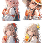CUTE GIRL DRINK　シールセット 4枚入り　シールシート ポストカードサイズ