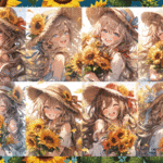 デザインペーパー　SUNFLOWER GIRL コラージュシート