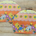 2枚セット　昭和レトロ　ハンドメイド　ランチョンマット　半月型　コースター2枚セット