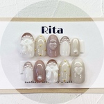 ネイルチップ 現品販売 ハートリボン Magnet cocoa 量産型ネイル