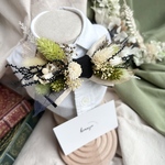 フラワー蝶ネクタイ　ヘアーアクセサリー（ネイビーグリーン）子供から大人までOK♡