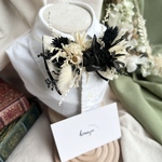 フラワー蝶ネクタイ　ヘアーアクセサリー（ホワイトブラック）子供から大人までOK♡