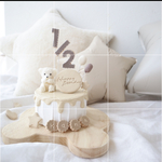 ゲスト様　専用　くまさんのベージュクレイケーキ☆ハーフバースデー誕生日ケーキ　誕生日ケーキ　記念日　自宅撮影　1歳以外でも承ってます♪