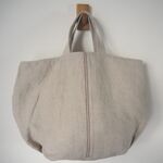 赤ライン　リネン　底タックぷっくりBAG　♪　リネン　