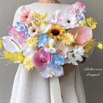 🍀オーダーブーケL受付ページ💐ブートニア付き✨ウェディングブーケ　アーティフィシャルフラワー　アーティフィシャルフラワーブーケ　ブライダルブーケ　前撮り　