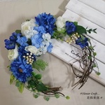 ◆ヤグルマソウとあじさいのリース◆造花・リース・花倶楽部 