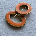 【オレンジ×ゴールド　2個】ヴィンテージ   オーバルフープアクリルビーズ　vintage 