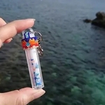 沖縄〜選べる５色🎵ビーズステッチのシーサー柄付きマース(塩)のお守りキーホルダー 