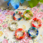 【うるリング】小花 カラフル ドライフラワー 押し花 レジン 花 クリア うるうる ボタニカル パール 小花 12号 リング 指輪 