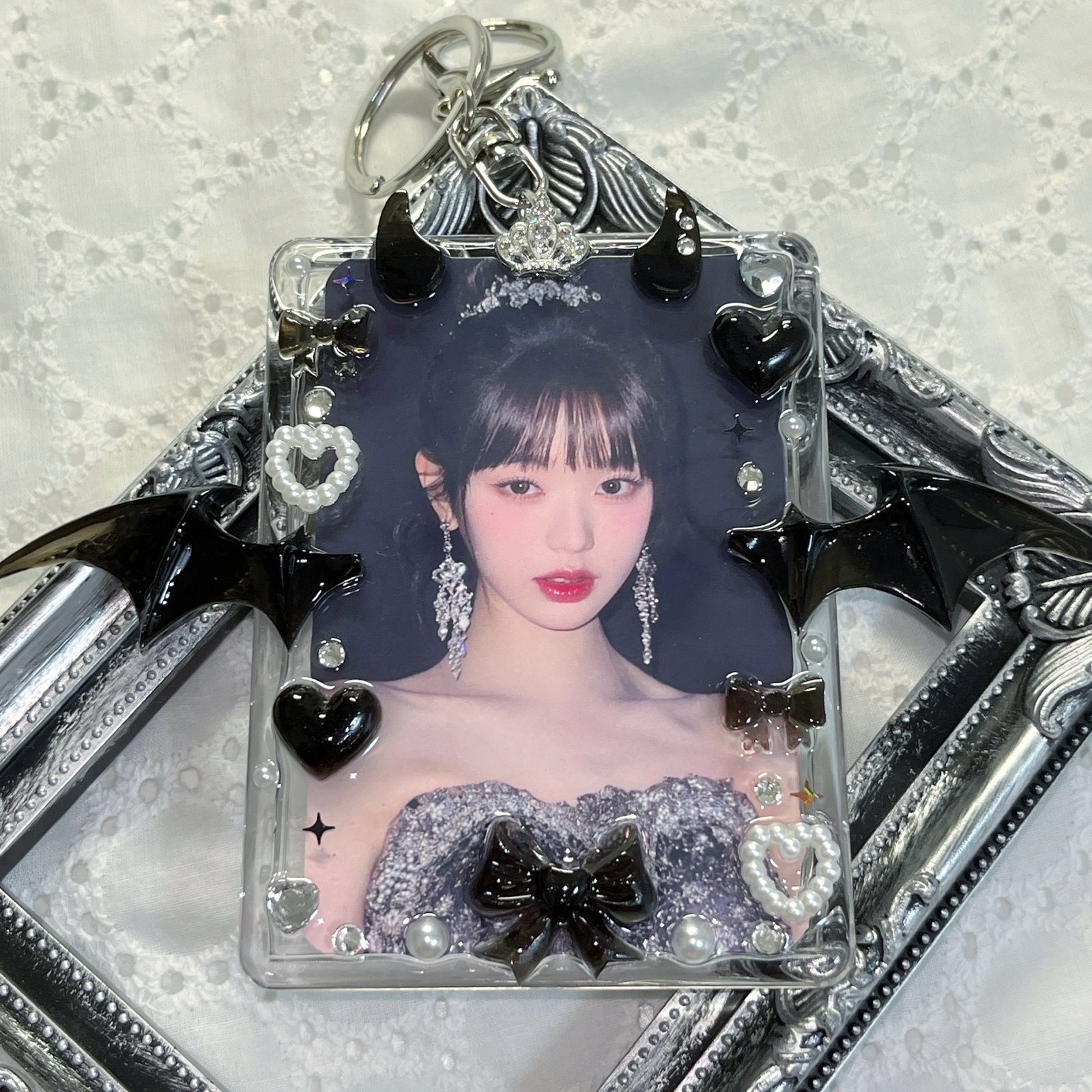 トレカキーホルダー トレカケース 硬質ケース デコ レジン 鎖