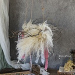 wreath [swan] №４　パンパスグラスと雲竜柳のフライングリース　ドライフラワーリース　フライングリース