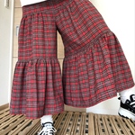 【人気♡定番】ギャザーたっぷりガウチョ☆赤チェック柄