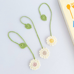 まんまるフラワーのブックマーカー　しおり 手編み レース糸 