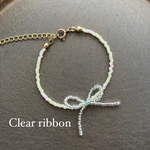 リボン ＊ ビーズ ブレスレット 韓国風 プチプラ カラフル