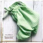 【あ様　受注品】　グリーンチェックキャミバルーンロンパース