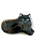 七宝焼き　長毛黒猫さんのブローチ　