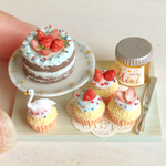 ドールハウス☆ミニチュア☆いちごのパステルスイーツセット☆