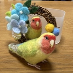 ※専用ページです※yumicocinera様のコザクラインコ ちゃんの実物大サイズ、ミニリースです。羊毛フェルト