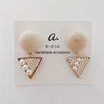 pierce／earring  triangle  perl×wood  hanging