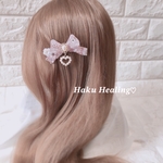 ピンク リボン レジン ヘアクリップ ドライフラワー