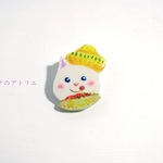 【ブローチ】猫の顔×タコス×メキシカンハット