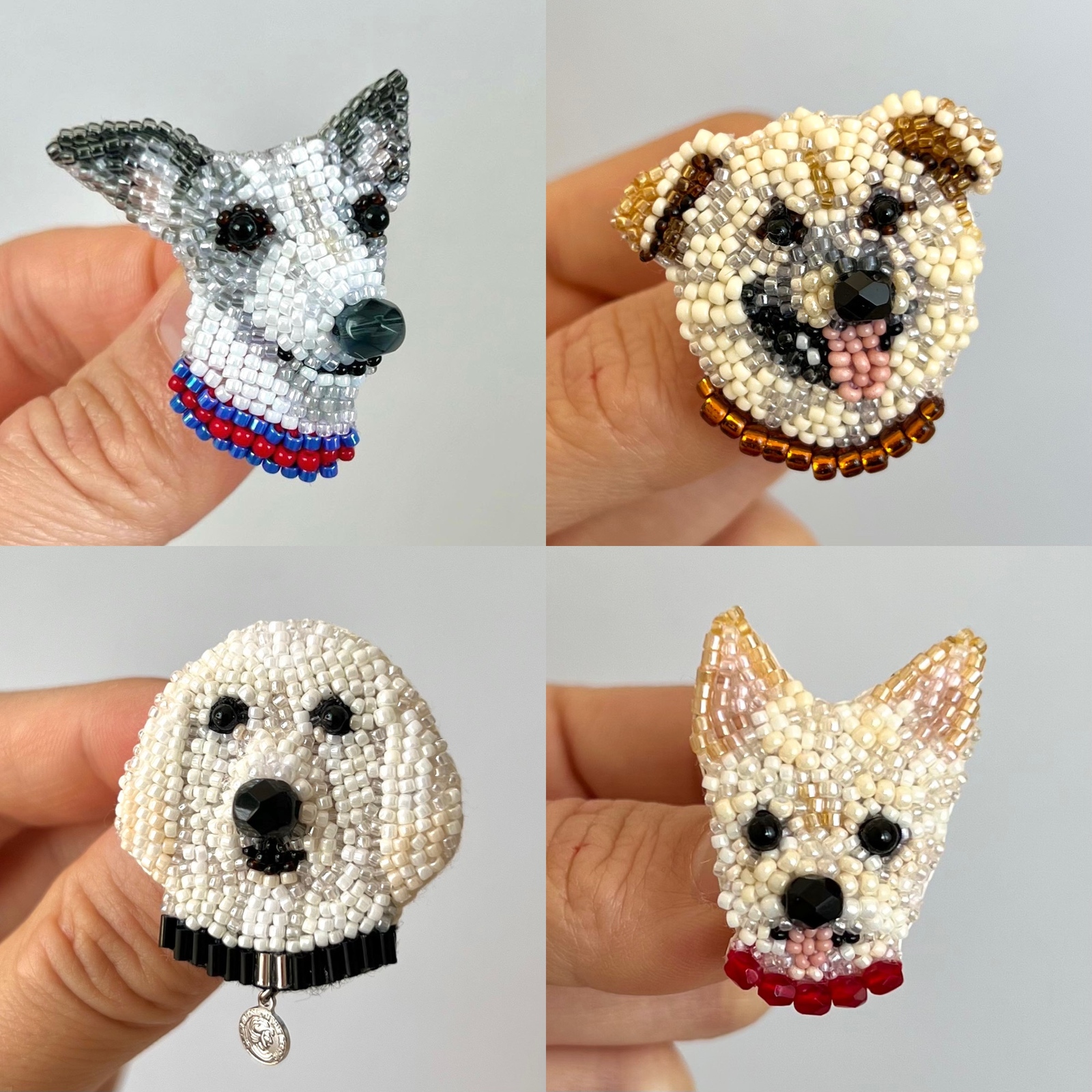 うちの子ビーズ刺繍ブローチ - naococo beads embroidery | minne