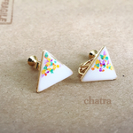 カラフルアート♡ボタニカル♡トライアングルイヤリング