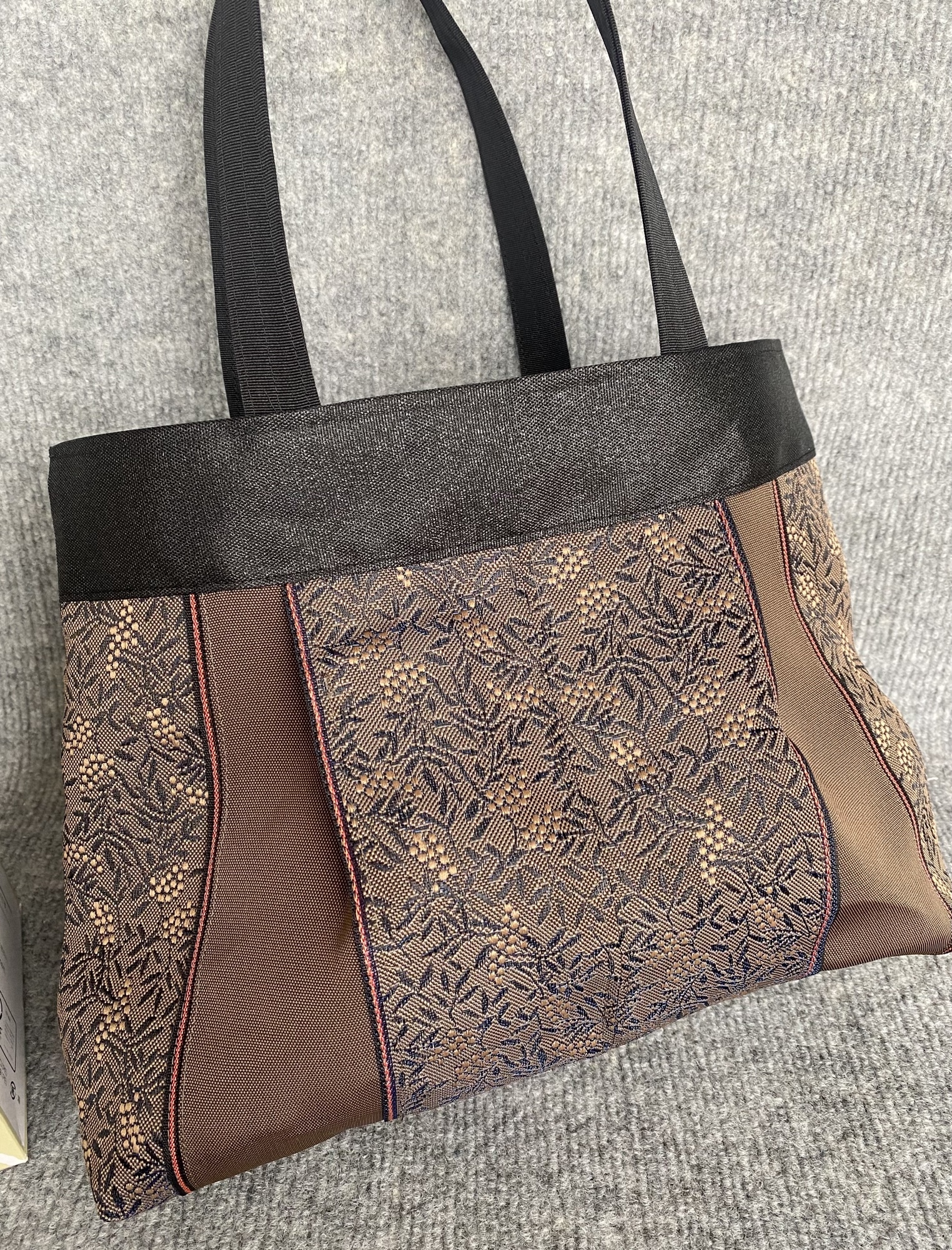 受注生産】超軽量♡倉敷畳縁シンプルリボントートバッグ(南天