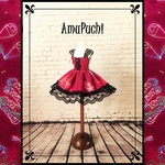 AmuPuchi■1/6ドールのoutfit■エンジ×黒の星座柄JSK
