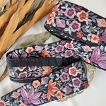 30cm/50cm  インド刺繍リボン  シルク  花柄  パープル  #ws27