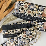 30cm/50cm  インド刺繍リボン  シルク  花柄  ブラウン  #ws27