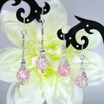 ☆☆☆クラックガラス（ピンク・クリア）☆２点セットピアス（樹脂フック）