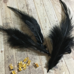 フェザー 羽 ブラック 10枚セット 5-10cm 金具付き