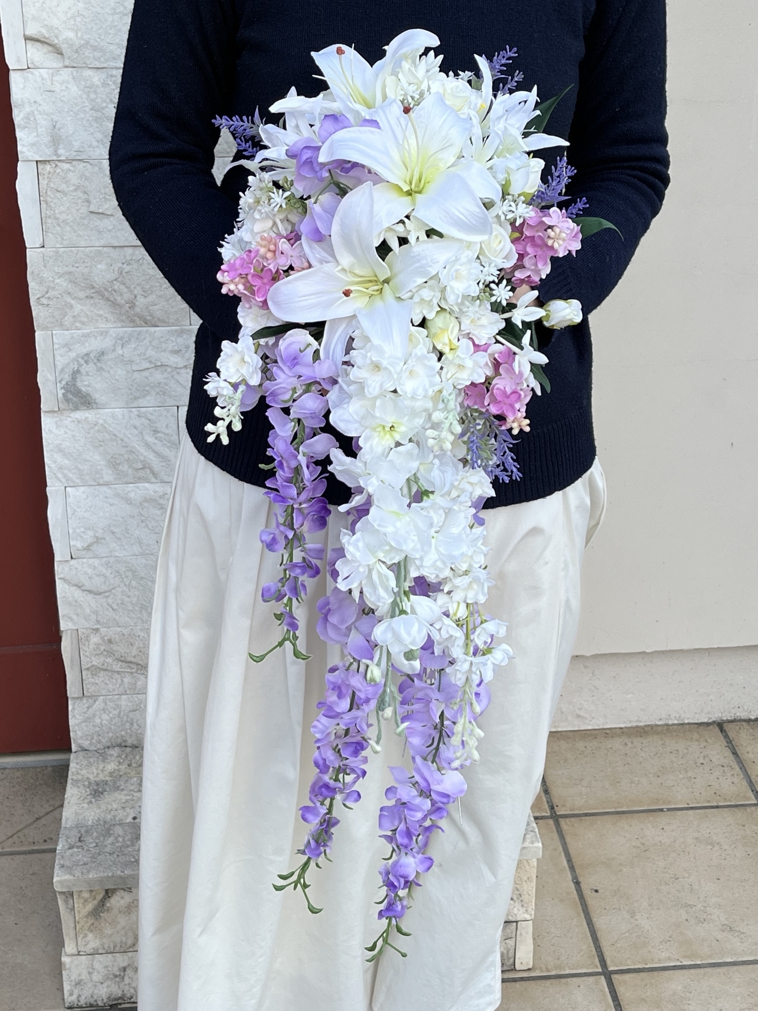 造花♪カサブランカ&カトレアのブーケ&ブートニア 造花♪カサブランカ&カトレアのブーケ&ブートニア