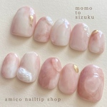 桃と雫ネイル no.058 【size order】　桃 / peach / ピンクネイル / 水滴ネイル / ちゅるんネイル / 雫ネイル