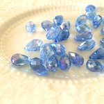 14mm×8mmガラス・ドロップチャーム（アクアマリン）　20個