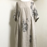 (即納)薔薇リネン＊サイドギャザー:ワンピース