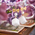 角砂糖リボンピアス（ゴールド）