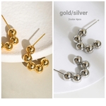 《4pcs》2色セット C字 つぶつぶボールピアス【P-1253】
