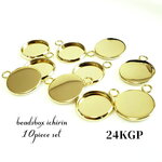 【24Kゴールドプレート】カン付きミール皿 12ｍｍ ゴールド 10個セット