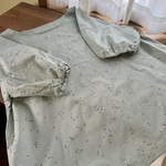 【SALE】パフスリーブブラウス　ミントグリーン　星