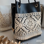 【受注製作🪡】再販4✨インド刺繍リボン 巾着バッグ✨ブラック🖤バッグ ハンドバッグ ショルダーバッグ トートバッグ　巾着　贈り物　巾着バッグ　再販✨